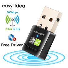 Load image into Gallery viewer, Free Driver USB Wifi Adapter 600Mbps Wi fi Adapter 5 ghz Antenna USB Ethernet PC Wi-Fi Adapter Lan Wifi Dongle AC Wifi Receiver